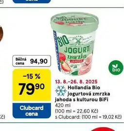 Tesco Hollandia čerstvý sýr s jogurtem bio jogurtová zmrzka jahoda s kulturou bifi nabídka