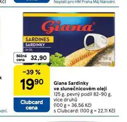 Tesco Giana sardinky ve slunečnicovém oleji nabídka