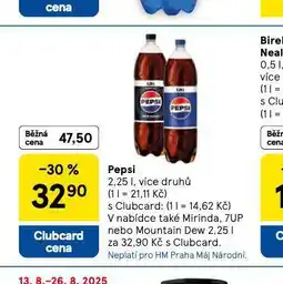 Tesco Pepsi, mirinda, 7up, mountain dew nabídka