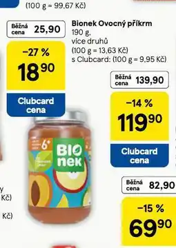 Tesco Bionek ovocný příkrm nabídka