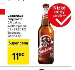 Tesco Pivo gambrinus originál 10 nabídka