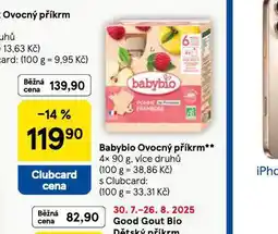 Tesco Babybio ovocný příkrm nabídka