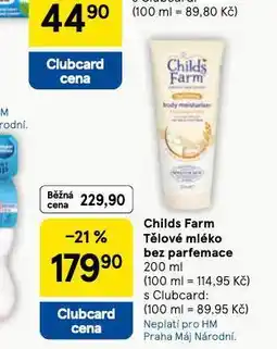 Tesco Childs farm tělové mléko nabídka