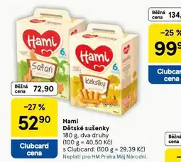 Tesco Hami dětské sušenky nabídka