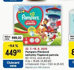 Tesco Pampers dětské plenky nabídka