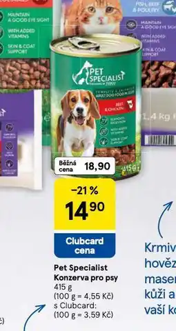 Tesco Pet specialist konzerva pro psy nabídka