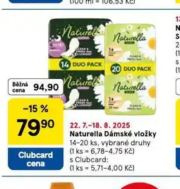Tesco Naturella dámské vložky nabídka