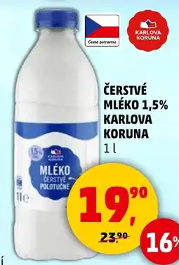 Penny Market Čerstvé mléko 1,5% karlova koruna nabídka