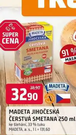 Trefa Madeta Jihočeská smetana ke šlehání 33 % 250ml nabídka