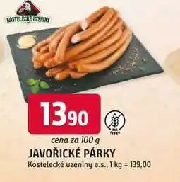 Trefa Kostelecké Uzeniny Javořické párky 100g nabídka