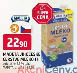 Trefa MADETA JIHOČESKÉ ČERSTVÉ MLÉKO 1l polotučné, 1,5 % tuku nabídka