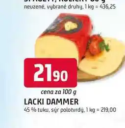 Trefa LACKI DAMMER 45% tuku, sýr polotvrdý, 100 g nabídka