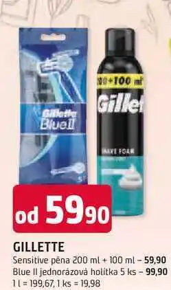 Trefa GILLETTE Sensitive pěna 200 ml + 100 ml nabídka