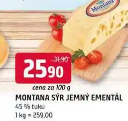 Terno Montana sýr jemný ementál 45% tuku 100g nabídka