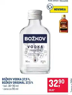 Makro BOŽKOV Vodka 37,5%, BOŽKOV Original 37,5% nabídka