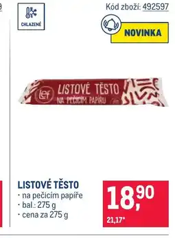 Makro Listové těsto nabídka