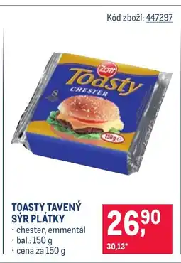 Makro ZOTT Toasty tavený sýr plátky nabídka
