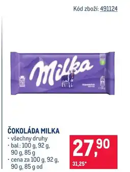 Makro Čokoláda milka nabídka