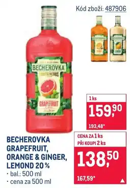 Makro Becherovka grapefruit, orange & ginger, lemond 20% nabídka