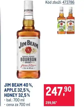 Makro JIM BEAM 40%, apple 32,5%, honey 32,5% nabídka