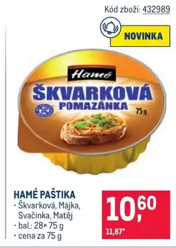 Makro Hamé paštika nabídka