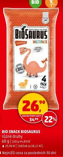Penny Market Bio snack Biosaurus nabídka