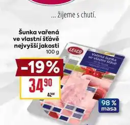 Billa Šunka vařená ve vlastní šťávě nejvyšší jakosti 100 g nabídka