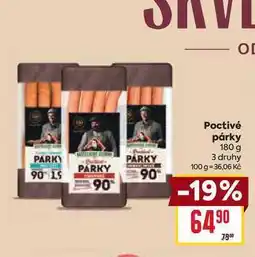 Billa Poctivé párky 180 g nabídka