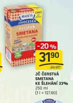 Flop JČ ČERSTVÁ SMETANA KE ŠLEHÁNÍ 33% 250 ml nabídka