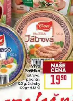 Billa Viva Paštika játrová, pikantní 120 g nabídka