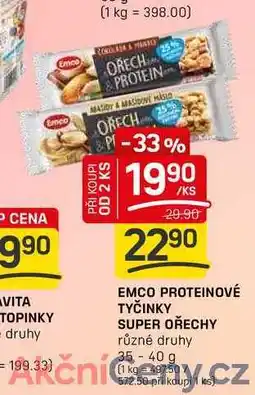 Flop EMCO PROTEINOVÉ TYČINKY SUPER OŘECHY různé druhy 35-40 g nabídka