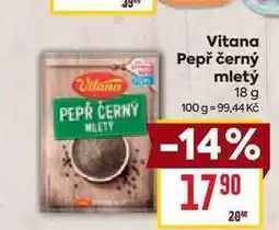 Billa Vitana Pepř černý mletý 18 g nabídka