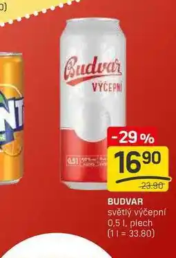 Flop BUDVAR světlý výčepní 0,5l, plech nabídka