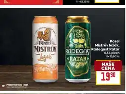 Billa Radegast Ratar 0,5l, plech nabídka