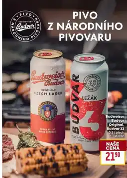 Billa Budweiser Budvar Original, Budvar 33 0,5l, plech nabídka