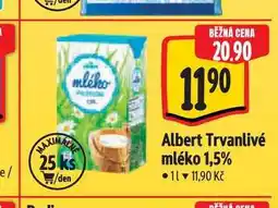 Albert Albert Trvanlivé mléko 1,5% 1 l nabídka