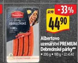 Albert Albertovo uzenářství PREMIUM Debrecínské párky 200 g nabídka