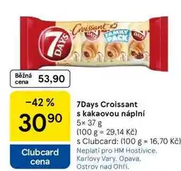 Tesco 7Days Croissant s kakaovou náplní, 5x 37 g nabídka