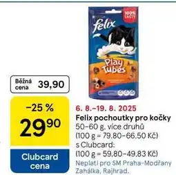 Tesco Felix pochoutky pro kočky, 50-60 g, více druhů nabídka