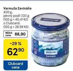 Tesco Varmuža Zavináče, 400 g, pevný podíl 220 g nabídka