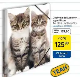 Tesco Desky na dokumenty s gumičkou A4, plast, motiv kočky nabídka