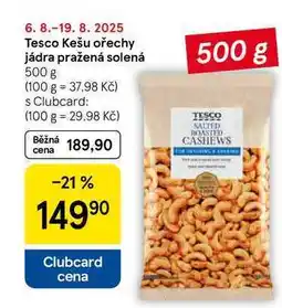 Tesco Tesco Kešu ořechy jádra pražená solená, 500 g nabídka