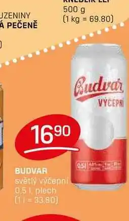 Flop BUDVAR světlý výčepní 0,5l, plech nabídka