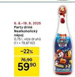 Tesco Party drink Nealkoholický nápoj, 0.75 l, více druhů nabídka