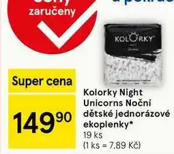 Tesco Kolorky Night Unicorns Noční dětské jednorázové ekoplenky, 19 ks nabídka