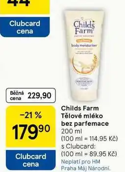 Tesco Childs Farm Tělové mléko bez parfemace, 200 ml nabídka