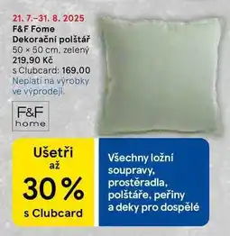 Tesco F&F Fome Dekorační polštář, 50 x 50 cm, zelený nabídka