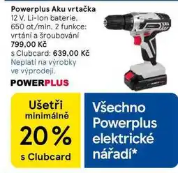Tesco Powerplus Aku vrtačka, 12 V. Li-Ion baterie. 650 ot/min, 2 funkce: vrtání a šroubování nabídka