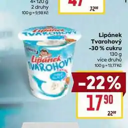 Billa Lipánek Tvarohový -30% cukru 130 g nabídka