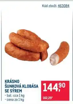 Makro KRÁSNO ŠUNKOVÁ KLOBÁSA SE SÝREM nabídka